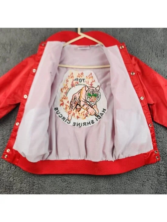 VTG Circus Bomber Jacket Youth Large Hadi Shrine Evansville IN Embroidered Lion - Picture 7 of 12